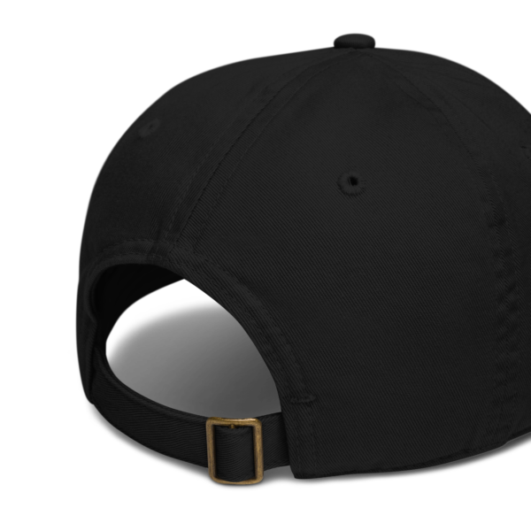 Black organic baseball cap, back no text