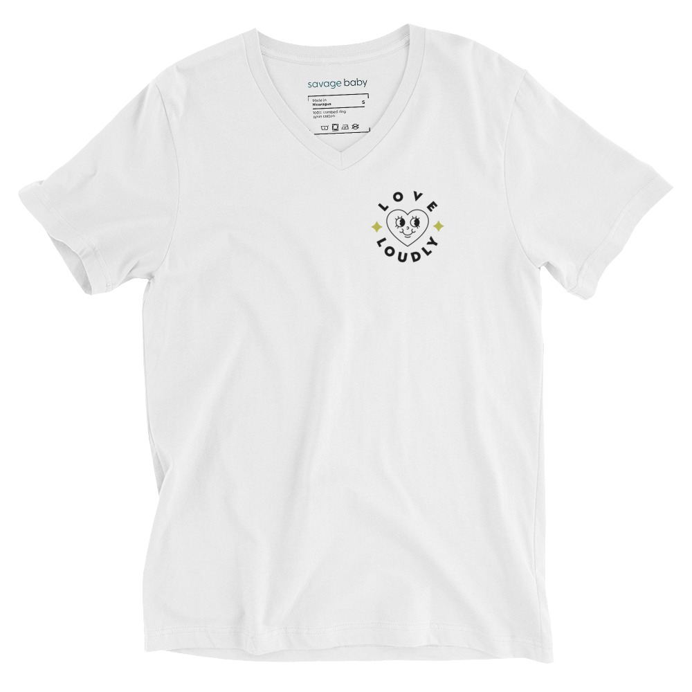 Love Loudly: Unisex Short Sleeve V-Neck T-Shirt - Image 2